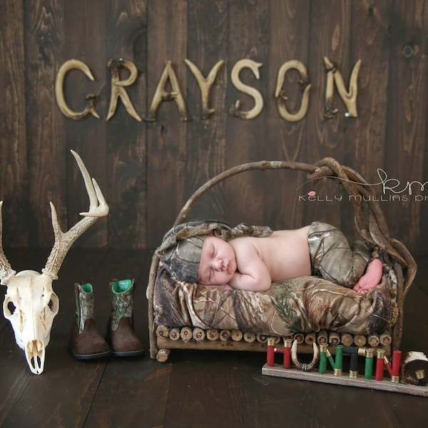 Newborn Camo Hat and Pants Set hunting little Hunter Newborn Photo Prop RTS Ready to ship