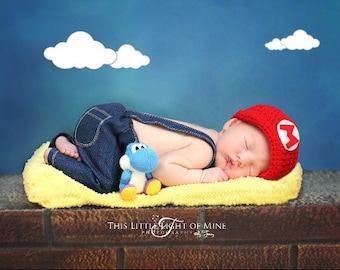 Mario Brothers Hat Crochet newborn photo Prop Super Mario Nintendo