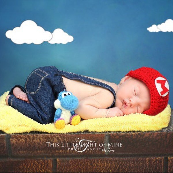 Mario Brothers Hat Crochet newborn photo Prop Super Mario Nintendo