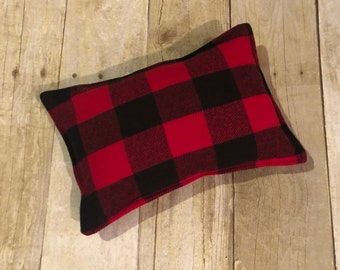 Newborn pillow, buffalo plaid pillow prop, posing pillow, red and black flannel, christmas photo, lumberjack