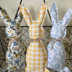 Fabric Easter bunnies, stuffed bunny rabbit for tiered tray, spring farm decor, spring decor, fabric bunny rabbit