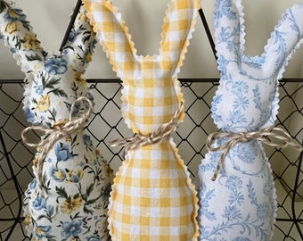Fabric Easter bunnies, stuffed bunny rabbit for tiered tray, spring farm decor, spring decor, fabric bunny rabbit