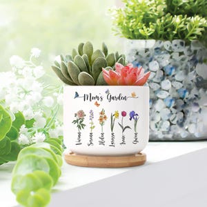 Personalized Birth Month Flower Plant Pot: Nana&#39;s Garden Ceramic Succulent Pot