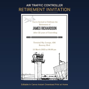 Air Traffic Controller Retirement Invitation | ATC Retirement Template | Editable Printable Invitation | Digital Download | Tower Controller