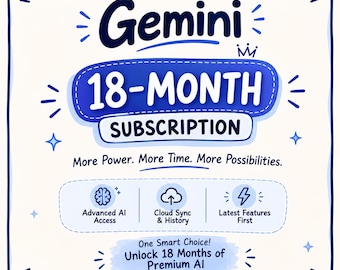 Google Gemini Pro 18 Months Subscription | Advanced AI Assistant Instant Access | AI Writer, Coding & Productivity Tool | Digital Download