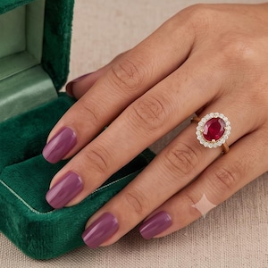 Timeless Luxury: Diamond Halo Ruby Ring PR-014