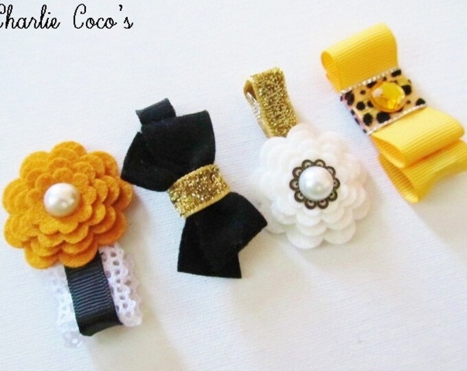 Girls/ Baby Hair Clip Set, Felt Flower and Bows Hair Clips, Flower Hair