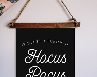 It's Just A Bunch Of Hocus Pocus Halloween Printable *DIGITAL DOWNLOAD* Black and White Halloween Printable, Kids Halloween Prints
