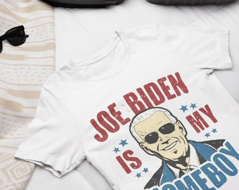 Joe Biden Is My Homeboy Retro Tee: Embrace Political Pride with Vintage Coolness - Bold Font, Faded Graphics, Timeless Statement Piece!