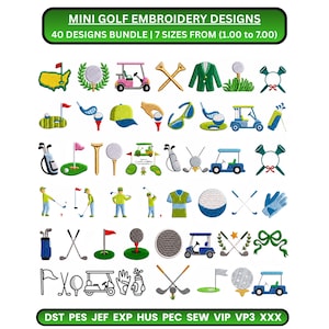 Mini Golf Embroidery Designs | Golf Monogram Bundle | Sports Machine design Files (Digital Download)