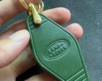 Llavero Land Rover de cuero genuino de vaca, hecho a mano.