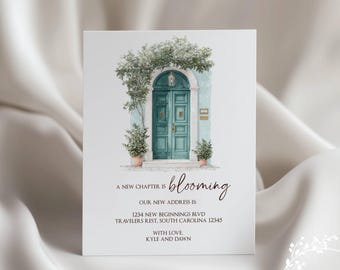 Spring Moving Announcements: Blooming Front Door, Set of 12 with Envelopes