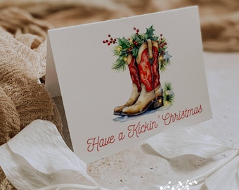 Cowboy Boots Christmas Cards: Country Western Holiday Set,  Set of 12 with Envelopes