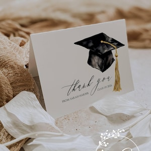 Personalized Graduation Thank You Cards: Class of 2026 Cap Design (12 Cards)