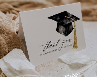 Personalized Graduation Thank You Cards: Class of 2026 Cap Design (12 Cards)