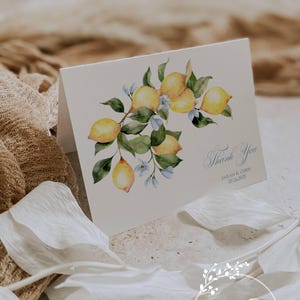 Lemon Thank You Notes: Bridal Shower or Wedding, Personalized Set of 12 with Envelopes