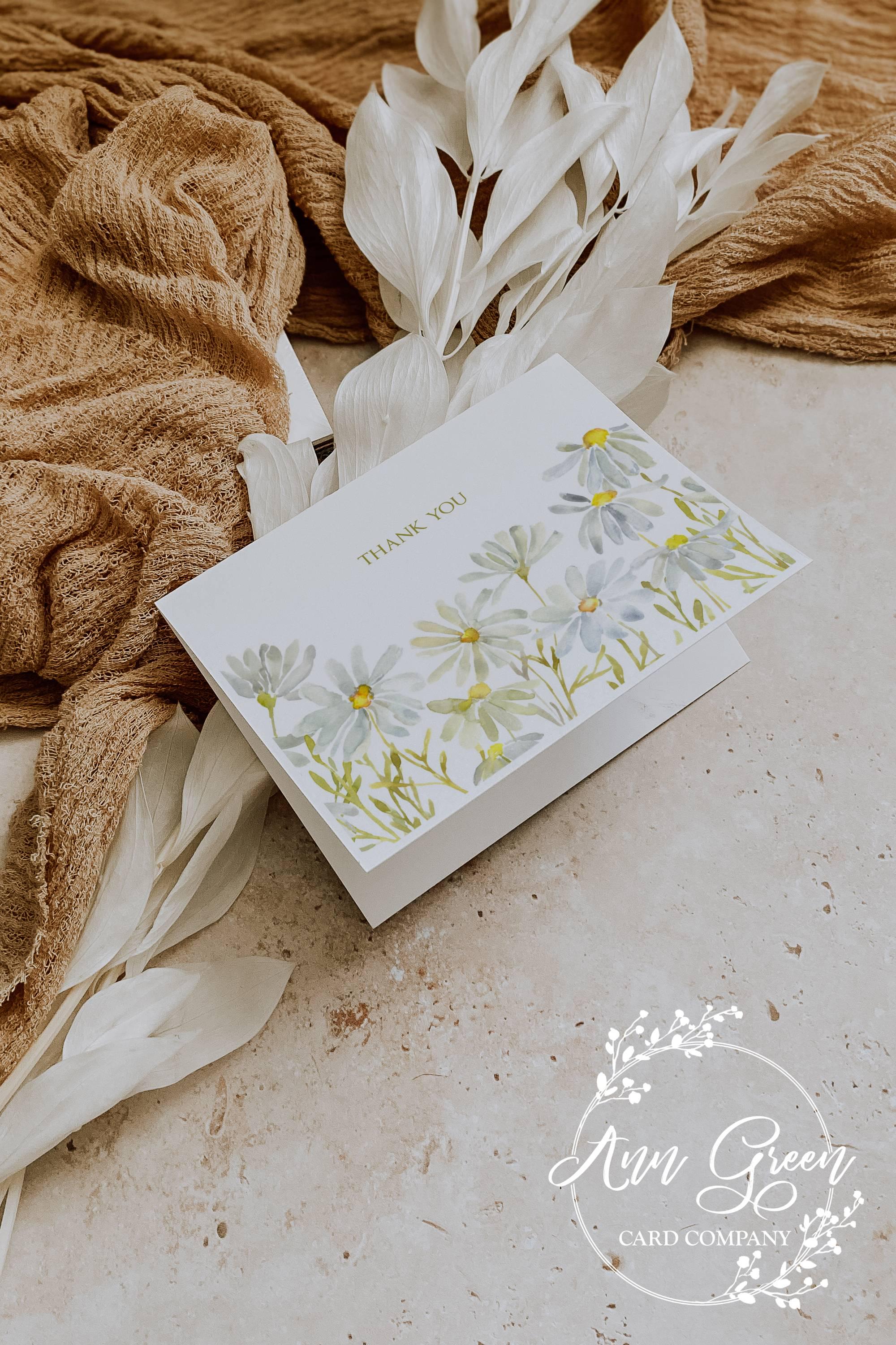 Daisy Thank You Notes: Watercolor Print Stationery, Set of 12 With ...