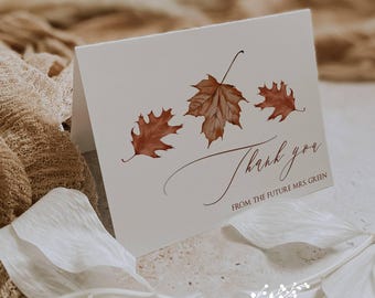 Fall Leaves Thank You Cards: Autumn Wedding, Bridal Shower, Set of 12