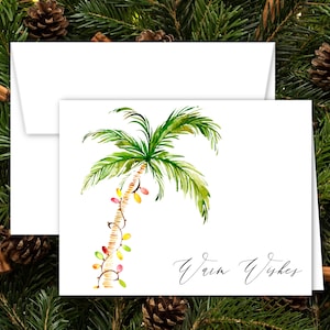 Tropical Palm Tree with Christmas Lights Christmas Cards, Warm Wishes, Florida Christmas, Hawaii, Tropical, Set of 12 with Envelopes