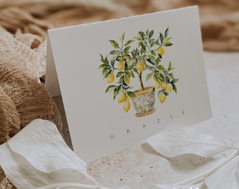 Lemon Tree Thank You Notes: Italy Inspired, Customizable (Set of 12 with Envelopes)