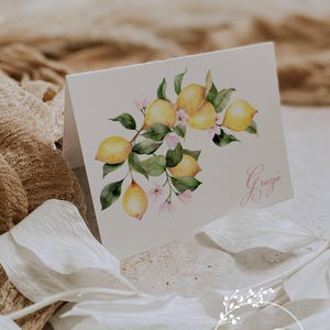 Pink Lemon Thank You Cards: Personalized Baby Shower Notes, Set of 12 with Envelopes