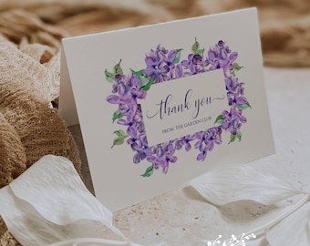 Purple Lilac Thank You Cards: Spring Note Cards (Personalized Set of 12)