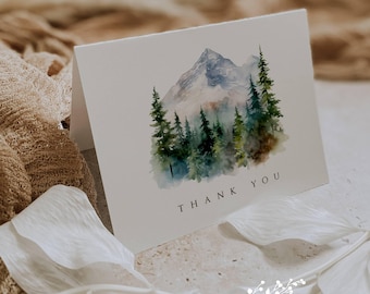 Mountain Thank You Cards: Rustic Lodge Cabin Notes, Set of 12 with Envelopes
