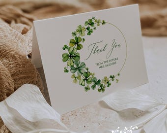 Personalized Shamrock Thank You Cards: Irish Wedding, Bridal Shower (Set of 12 with Envelopes)
