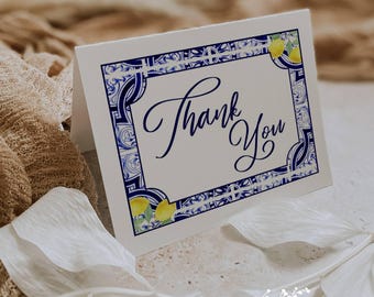 Personalized Lemon Grazie Thank You Notes: Italy Note Cards (Set of 12 with Envelopes)