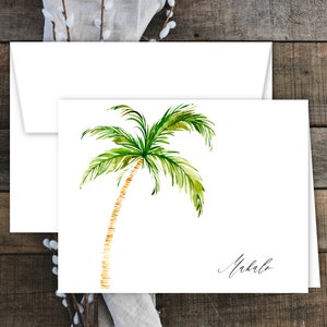 Palm Tree Thank You Note Cards with Envelopes. Modern. Florida. Hawaii. Mahalo. Tropical. Free Personalization. Set of 12 or More.