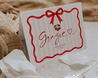 Cherry Tomato Grazie Thank You Notes: Italy Inspired Wedding Cards (Set of 12 with Envelopes)