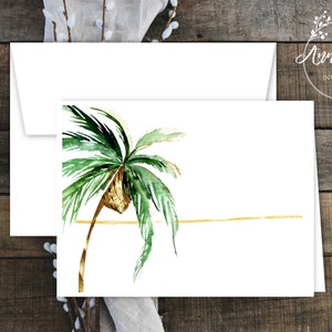 Tropical Palm Tree Note Cards with Envelopes. Note Cards. Client Notes. Florida. Palm Tree. Tropical. Free Personalization. Set of 12.