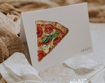 Pizza Thank You Notes: Italian Grazie Mille Cards, Set of 12 with Envelopes