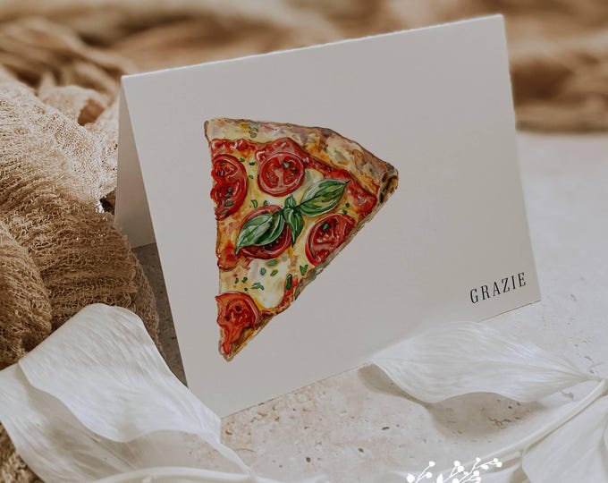 Pizza Thank You Notes: Italian Grazie Mille Cards, Set of 12 with Envelopes