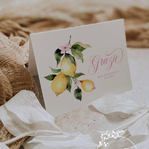 Pink Lemon Grazie Thank You Notes: Baby Shower Cards, Set of 12 with Envelopes
