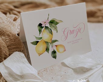 Pink Lemon Grazie Thank You Notes: Baby Shower Cards (Set of 12 with Envelopes)