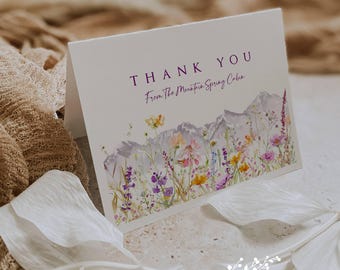 Spring Mountain Thank You Cards: Wilderness Wildflower Wedding, Set of 12 with Envelopes