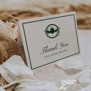 Claddagh Thank You Note Cards, Irish Thank You Notes, Claddagh with Shamrocks, Set of 12 with Envelopes, Personalization Included