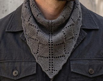 Patrones en PDF para bufandas y pañuelos de invierno para hombre, diseños de bufandas triangulares de punto (descarga digital)