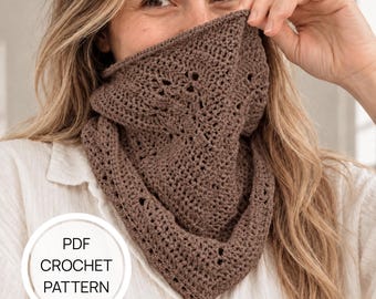 Triangle Scarf Crochet Pattern PDF, Lace Bandana Kerchief Shawl Tutorial Digital Download