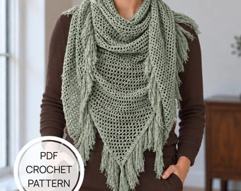 Haakpatroon voor een sjaal (PDF), moderne boho-wikkel, stijlvol schouderaccessoire, elegante gehaakte cape voor dames (digitale download)