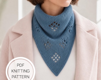 Easy Triangle Scarf Knitting Pattern PDF, Beginner Bandana Shawl Tutorial Digital Download