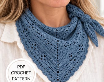 Crochet Bandana Triangle Scarf PDF, Unique Bandana Pattern Instant Download, Stylish Lace Accessory Digital Download