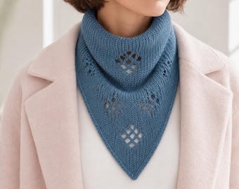 Beginner Friendly Triangle Knit Scarf PDF, Minimal Bandana Shawl Pattern Instant Download