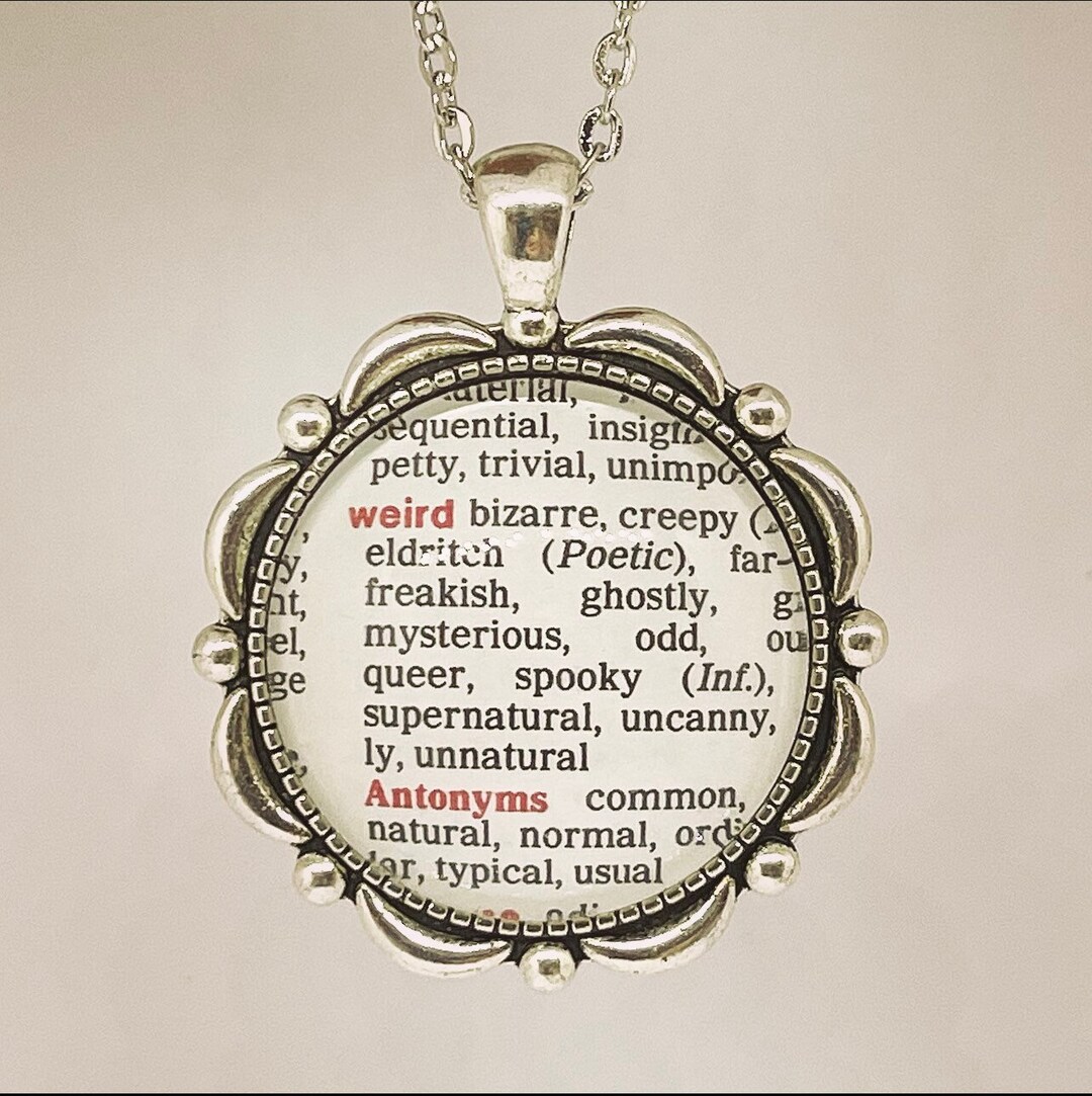 Bookish Necklace Wednesday Addams Favourite Word, WEIRD From a Vintage