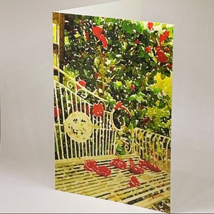 Cartão de impressão de arte: em branco por dentro. Jardim inglês. Camélia. Floral. Flores urbanas. Presente para mãe. Presente para tia. Tendência de menina do jardim.