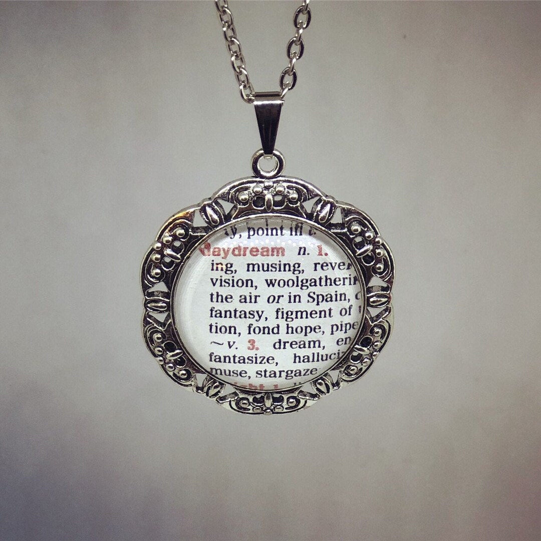 Bookish Necklace the Word DAYDREAM From a Vintage Thesaurus. Etsy