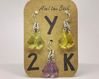 Y2K earrings. Spring earrings. Summer earrings. Summer pastels: yellow, green, purple. Pack of three!