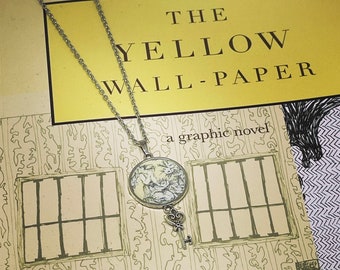 Bookish necklace: Celebrating The Yellow Wallpaper by Charlotte Perkins Gilman. Victorian. Gothic.