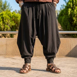 Men's Viking Renaissance Harem Pants, Loose Fit Medieval LARP Trousers, Ren Faire Cosplay Costume Bottoms